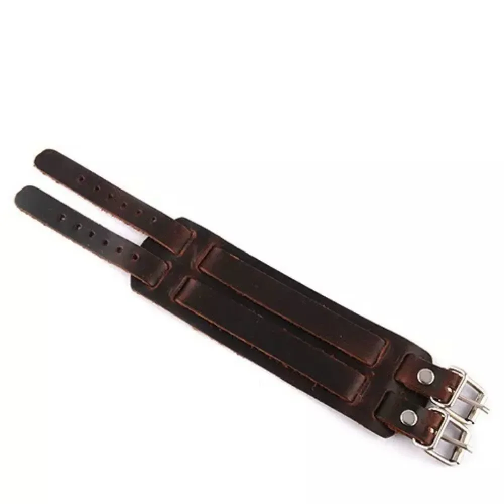 Wide PU Leather Belt Strap Buckle Adjustable Cuff